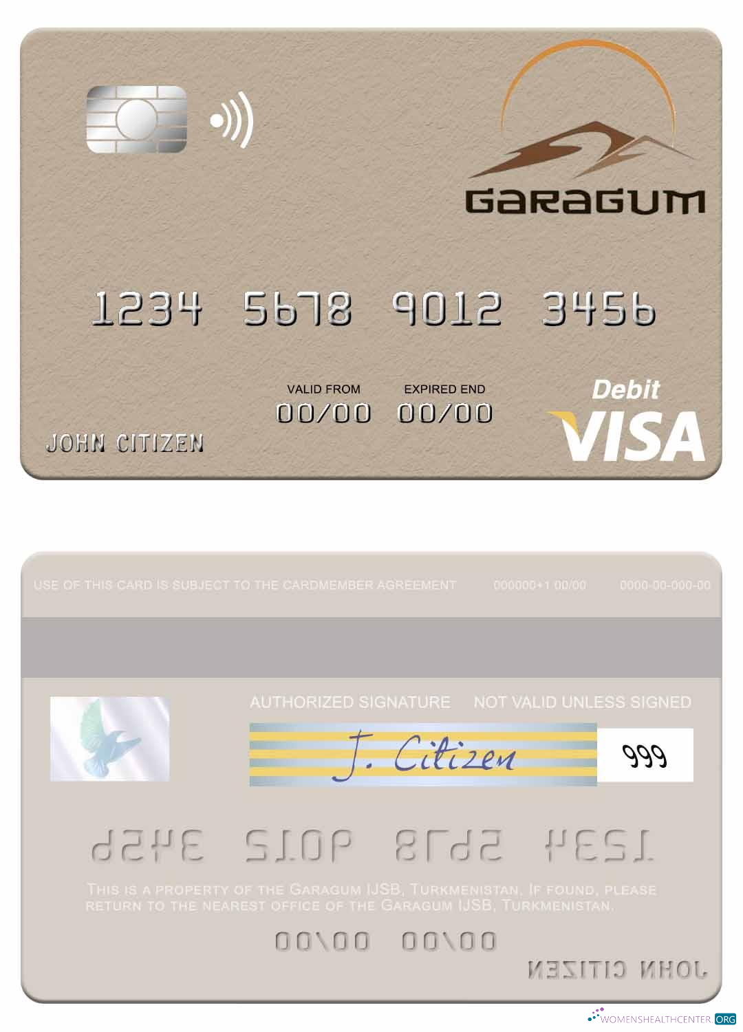 Download Turkmenistan Garagum IJSB visa debit card Photoshop template